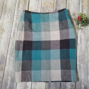 Magaschoni Plaid Herringbone & Tweed Pencil Skirt